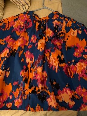 Vibrant Blue Multi-Color Floral Print Women's Blouse